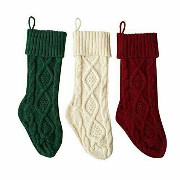 unbranded Other - Decorative Christmas Stocking Set Woven Red Green Cream 9 piece set New & Unused